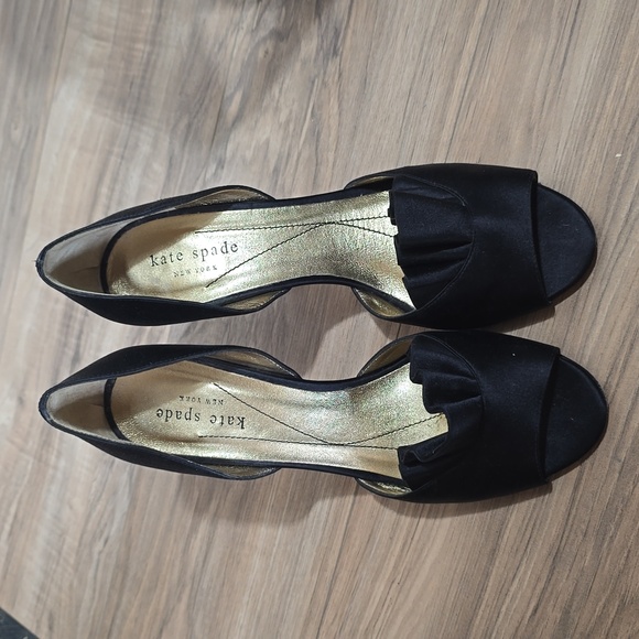 kate spade Shoes - KATE SPADE New York Black Satin Chrisette Peep Toe Heels - Sz 7